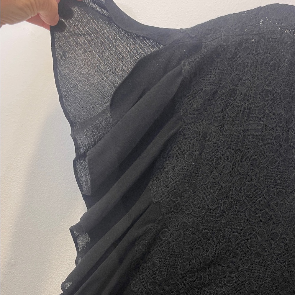 Hale Bob Black Lace Adjustable Tie Empire Dress Large PTP 20”-22” Length 40”EUC - Picture 9 of 12